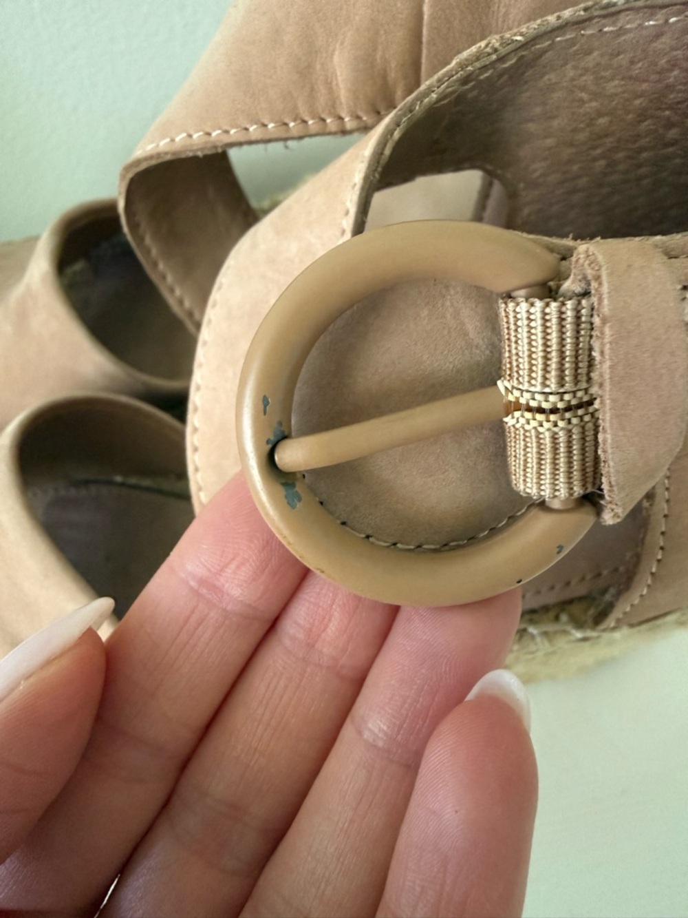 Marc Fisher Pink Suede Espadrille Wedge Sandals - Picture 4 of 7